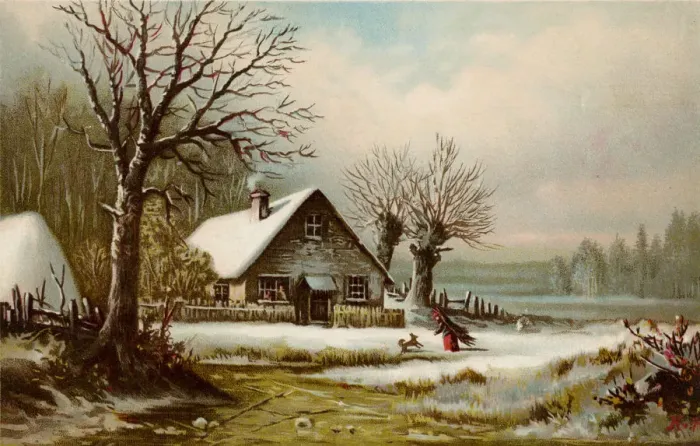 Framed Print : Log Cabin at Christmas Framed Print : Log Cabin at Christmas
