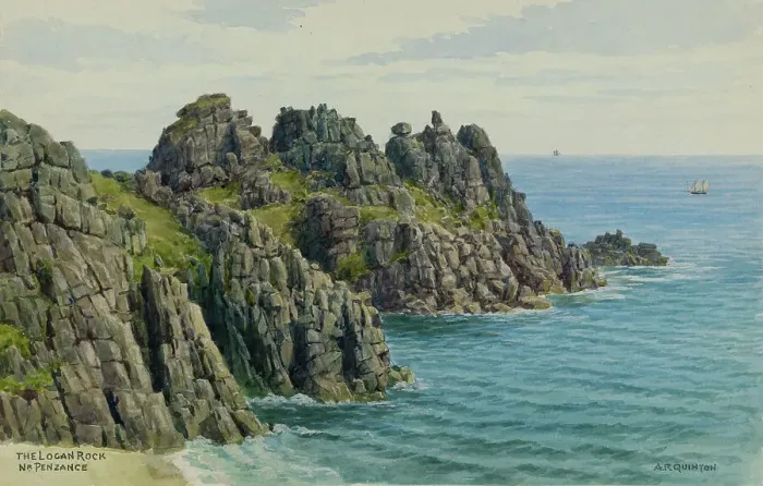 Framed Print : Logan Rock, Porthcurno, near Penzance, Cornwall Framed Print : Logan Rock, Porthcurno, near Penzance, Cornwall