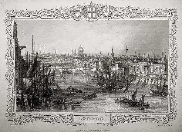Londes. Thames in 19th c. Engraving. SPAIN. Barcelona