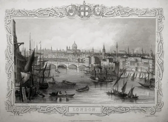 Framed Print : Londes. Thames in 19th c. Engraving. SPAIN. Barcelona Framed Print : Londes. Thames in 19th c. Engraving. SPAIN. Barcelona