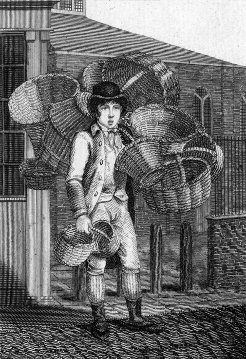 Framed Print : LONDON BASKET SELLER Framed Print : LONDON BASKET SELLER