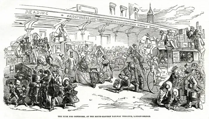 Framed Print : London Bridge, Great Cab Strike 1853 Framed Print : London Bridge, Great Cab Strike 1853
