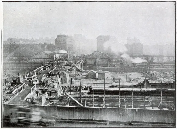 Framed Print : The London, Brighton and South Coast Railway rebuilding, at the West End Terminus. Photograph showing the extensive work at the new Victoria Station. Date: 1904 Framed Print : The London, Brighton and South Coast Railway rebuilding, at the West End Terminus. Photograph showing the extensive work at the new Victoria Station. Date: 1904