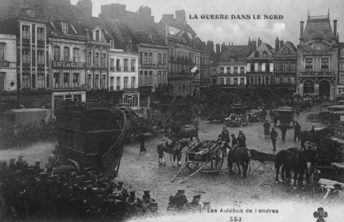 Framed Print : London buses used to carry troops to the front lines Framed Print : London buses used to carry troops to the front lines