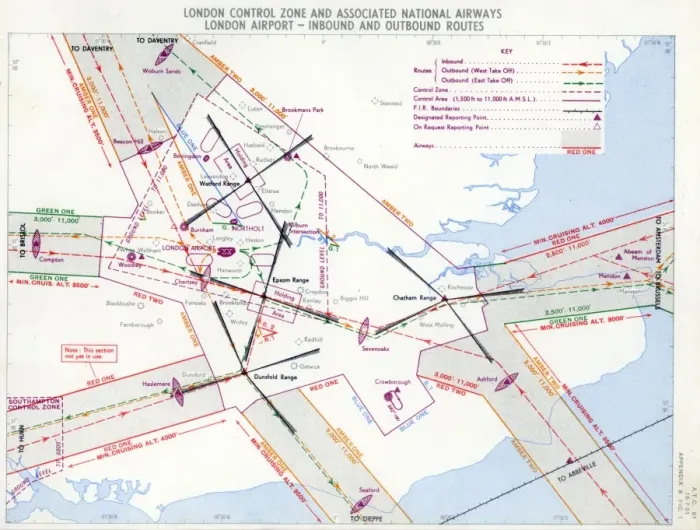 Framed Print : London control zone and associated national airways Framed Print : London control zone and associated national airways