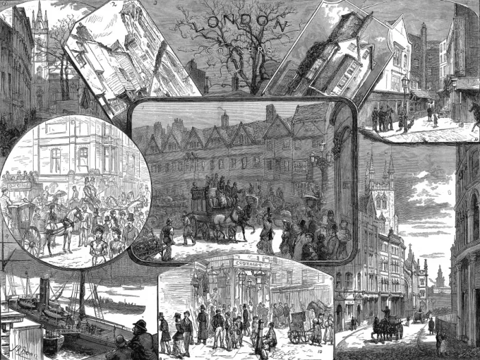 Framed Print : London Corners, 1881 Framed Print : London Corners, 1881