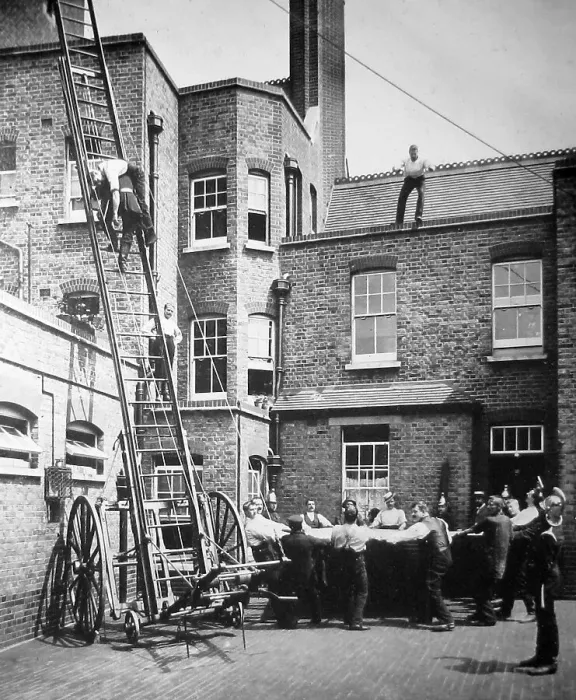Framed Print : London County Council Fire Brigade training Framed Print : London County Council Fire Brigade training