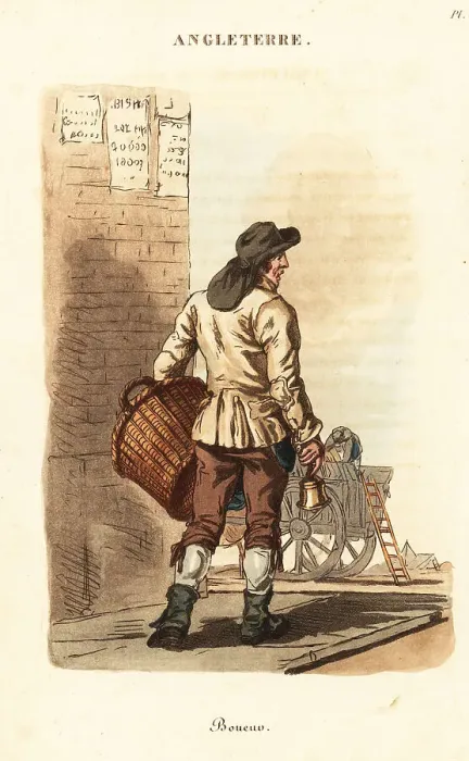 Framed Print : London dustman collecting ashes, 1800s Framed Print : London dustman collecting ashes, 1800s