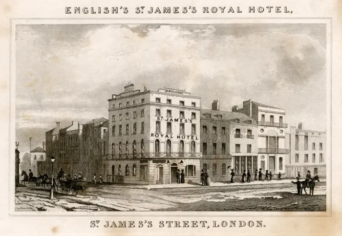 Framed Print : London - Englishs St. Jamess Royal Hotel, St. Jamess St Framed Print : London - Englishs St. Jamess Royal Hotel, St. Jamess St