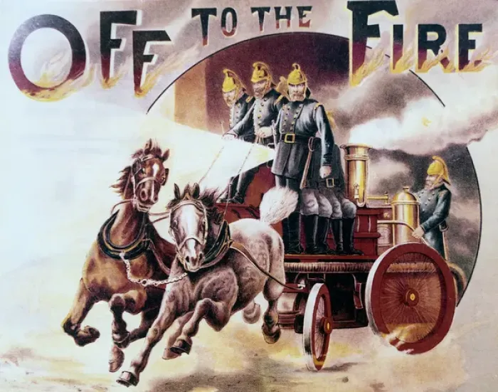 Framed Print : London Fire Brigade - 19th Century - Horse-drawn steam pump Framed Print : London Fire Brigade - 19th Century - Horse-drawn steam pump