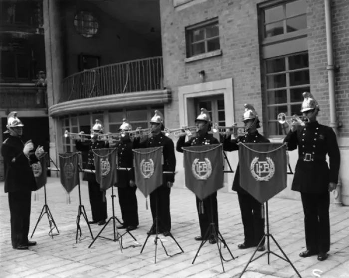 Framed Print : London Fire Brigade band members Framed Print : London Fire Brigade band members