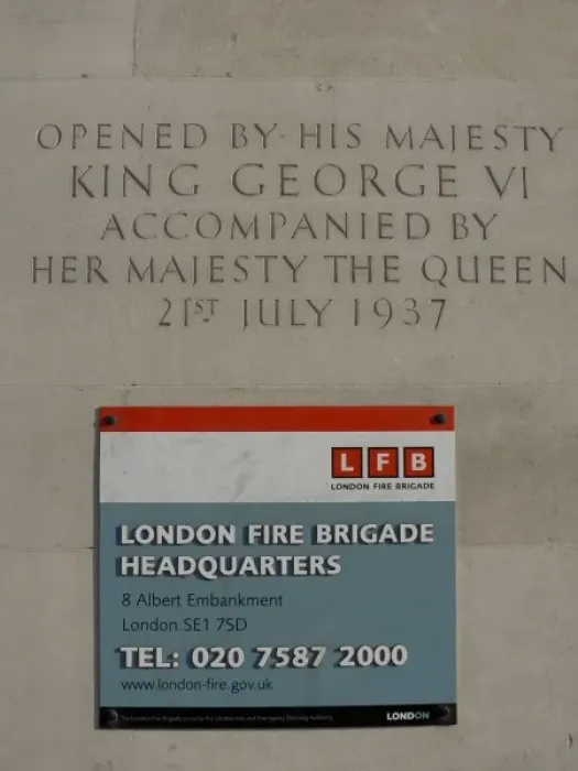 Framed Print : London Fire Brigade Lambeth HQ, inscription Framed Print : London Fire Brigade Lambeth HQ, inscription