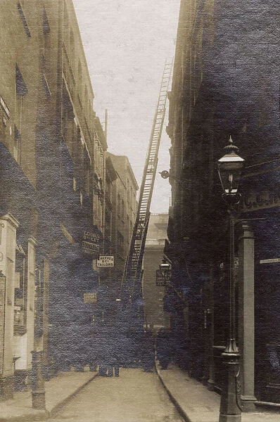 London Fire Brigade at work in a narrow street