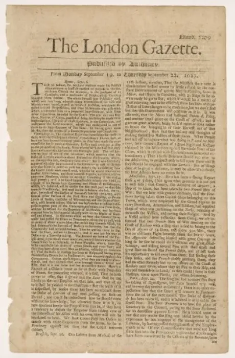 Framed Print : The London Gazette 1687 Framed Print : The London Gazette 1687