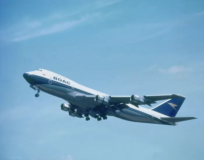 Framed Print : London Heathrow Airport - BOAC Boeing 747 taking off. Date: circa 1960s Framed Print : London Heathrow Airport - BOAC Boeing 747 taking off. Date: circa 1960s