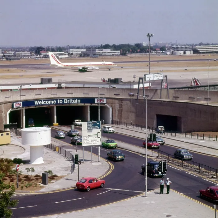 Framed Print : London Heathrow Airport, Welcome to Britain. Date: circa 1960s
