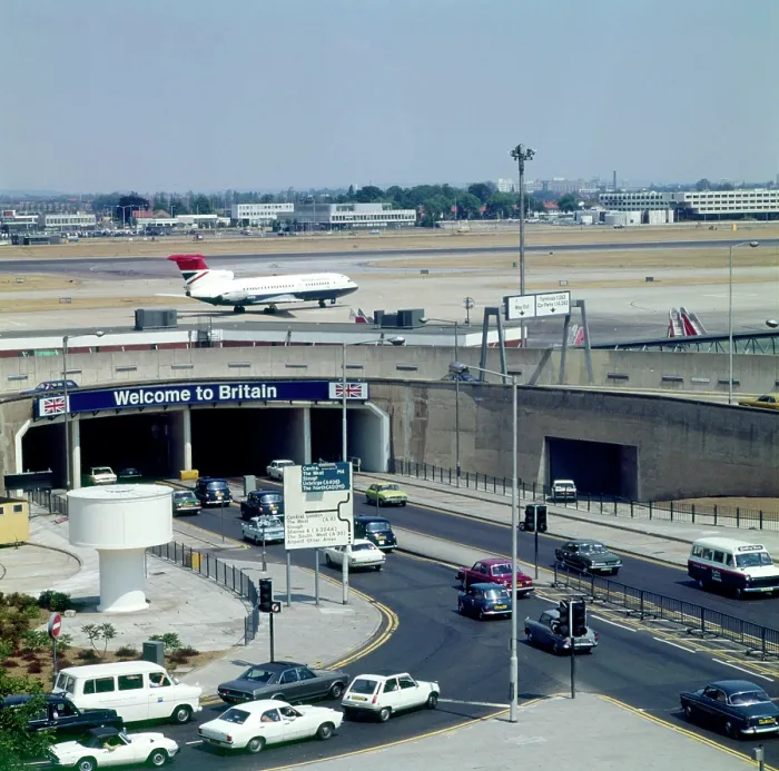 Framed Print : London Heathrow Airport, Welcome to Britain Date: circa 1960s Framed Print : London Heathrow Airport, Welcome to Britain Date: circa 1960s
