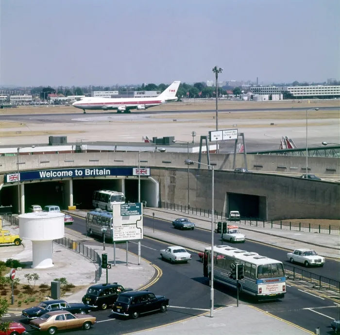 Framed Print : London Heathrow Airport, Welcome to Britain Date: circa 1960s Framed Print : London Heathrow Airport, Welcome to Britain Date: circa 1960s