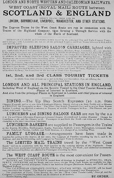 London and North Western and Caledonian Railway Notice