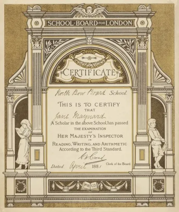 Framed Print : London School Board Cert Framed Print : London School Board Cert
