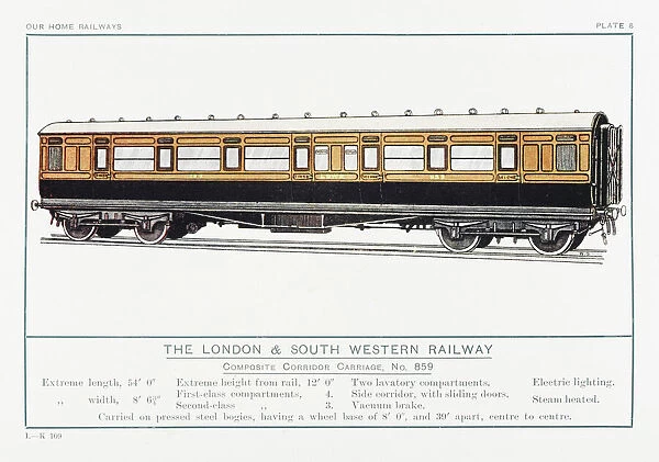 London Sw Corridor. London and South Western Railway corridor carriage