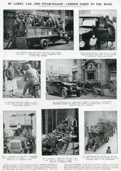 Framed Print : London takes to the roads, General Strike 1926 Framed Print : London takes to the roads, General Strike 1926
