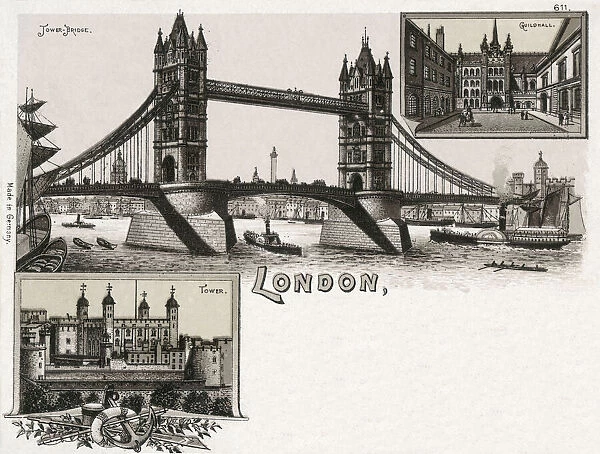 London - Tower Bridge, Guildhall and the Tower of London