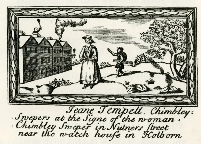Framed Print : London Trade Card - Jeane Tempell, Chimney Sweep Framed Print : London Trade Card - Jeane Tempell, Chimney Sweep