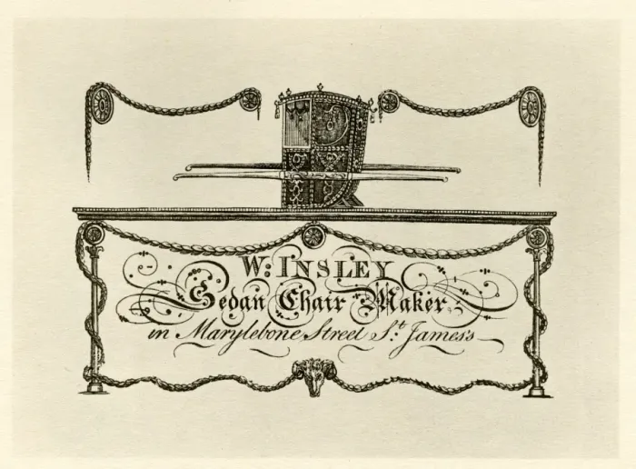 Framed Print : London Trade Card - Sedan Chair Maker Framed Print : London Trade Card - Sedan Chair Maker