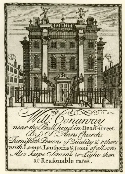 Framed Print : London Trade Card - William Conaway, Lamp Seller Framed Print : London Trade Card - William Conaway, Lamp Seller