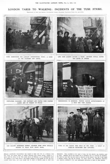 Framed Print : London tube strike, 1919 Framed Print : London tube strike, 1919