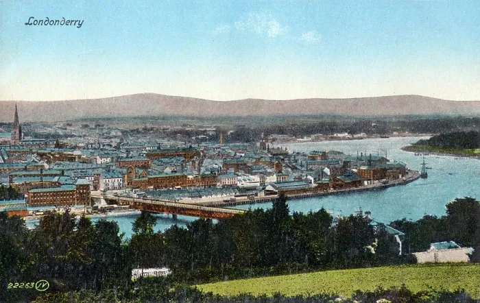 Framed Print : Londonderry (Derry), Northern Ireland - Panoramic View. Date: circa 1905 Framed Print : Londonderry (Derry), Northern Ireland - Panoramic View. Date: circa 1905