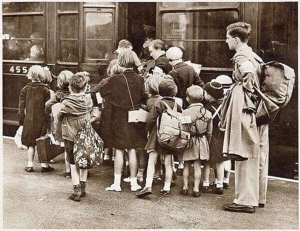 London's children evacuated at the beginning of World War Two: a first wave of 400000 children went on 1st September 1939, in the charge of 22000 teachers
