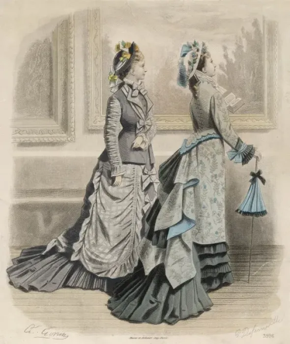 Framed Print : Long Trained Skirts 1875 Framed Print : Long Trained Skirts 1875
