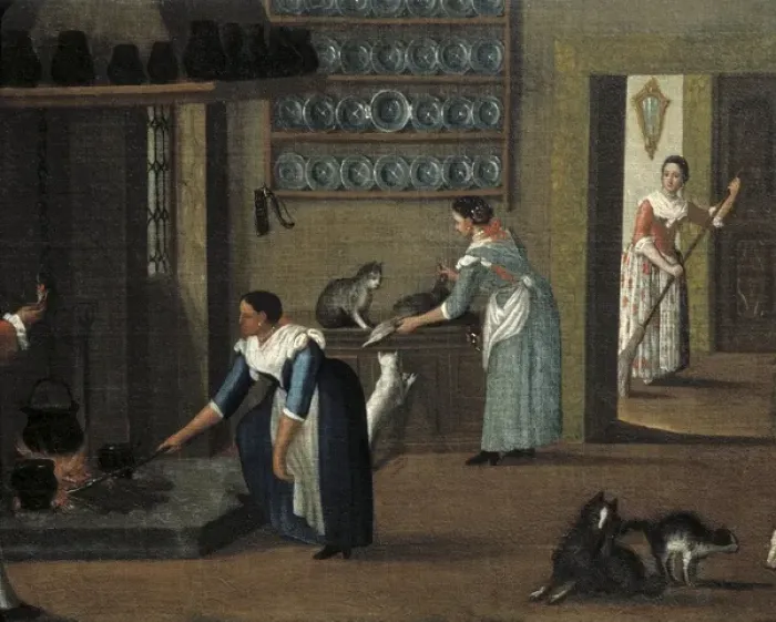 Framed Print : LONGHI, Pietro (School). The Kitchen of the Villa Framed Print : LONGHI, Pietro (School). The Kitchen of the Villa
