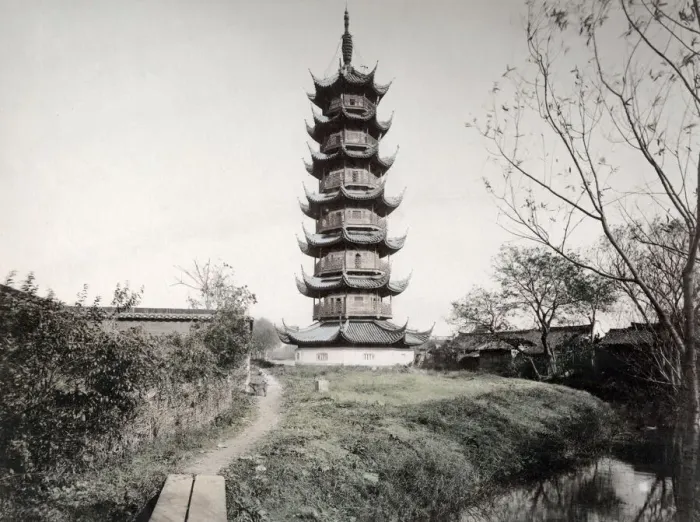 Framed Print : Longhua Pagoda, near Shanghai, China, c. 1890 Framed Print : Longhua Pagoda, near Shanghai, China, c. 1890