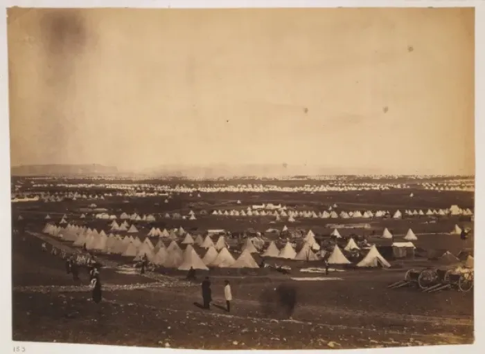 Framed Print : Looking towards Mackenzies Heights, tents of the 33rd Regim Framed Print : Looking towards Mackenzies Heights, tents of the 33rd Regim