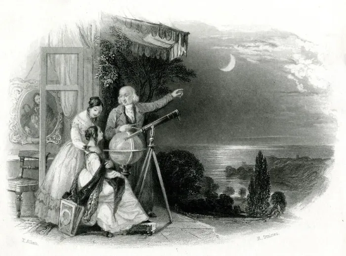 Framed Print : Looking at the moon -- Evening Hours Framed Print : Looking at the moon -- Evening Hours