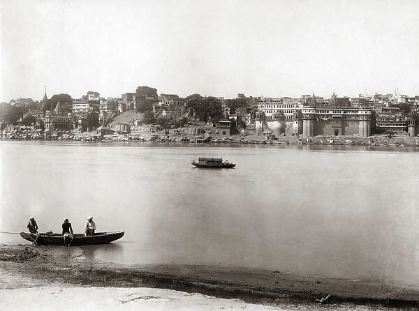 Looking across the river Ganges at Benares, (Varanasi) India