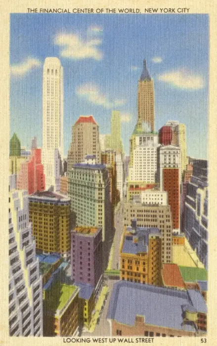 Framed Print : Looking West up Wall Street - New York, USA Framed Print : Looking West up Wall Street - New York, USA