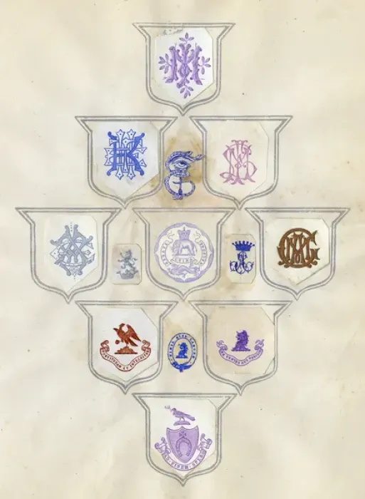 Framed Print : Loose page from a scrapbook of crests and heraldry