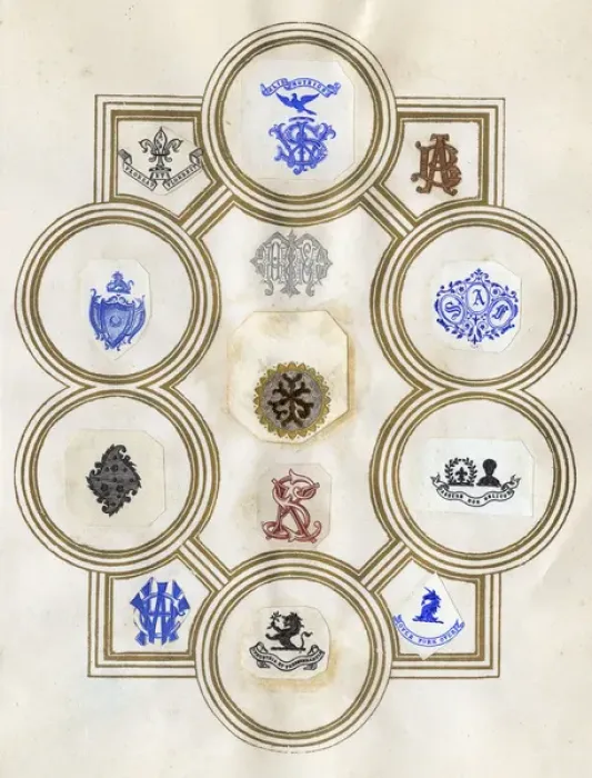 Framed Print : Loose page from a scrapbook of crests and heraldry Framed Print : Loose page from a scrapbook of crests and heraldry