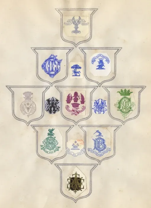 Framed Print : Loose page from a scrapbook of crests and heraldry