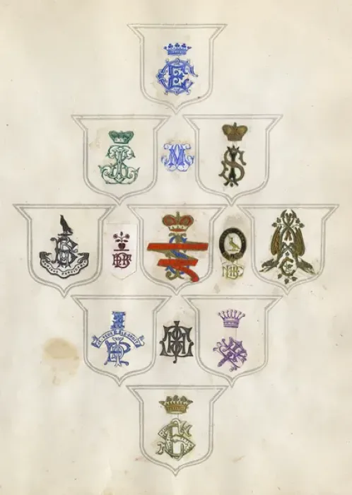 Framed Print : Loose page from a scrapbook of crests and heraldry Framed Print : Loose page from a scrapbook of crests and heraldry
