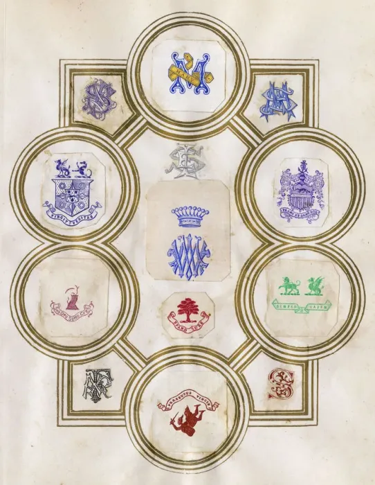 Framed Print : Loose page from a scrapbook of crests and heraldry Framed Print : Loose page from a scrapbook of crests and heraldry