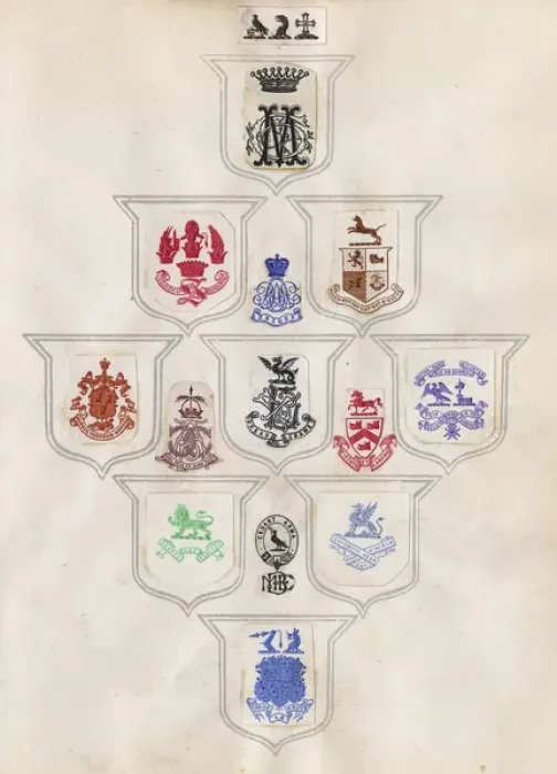 Framed Print : Loose page from a scrapbook of crests and heraldry
