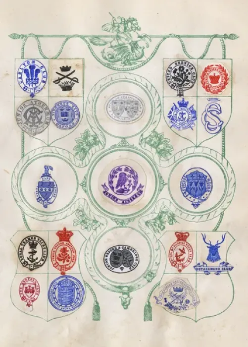 Framed Print : Loose page from a scrapbook of crests and heraldry Framed Print : Loose page from a scrapbook of crests and heraldry