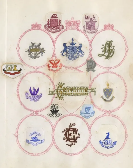 Framed Print : Loose page from a scrapbook of crests and heraldry Framed Print : Loose page from a scrapbook of crests and heraldry