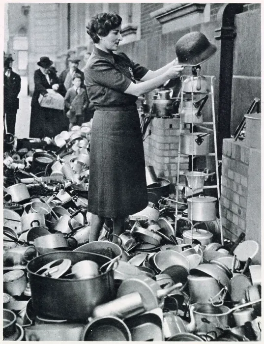 Framed Print : Lord Beaverbrook the Minister for Aircraft Production appealed for objects wholly or partly made of aluminium for the manufacture of aeroplanes. Photograph of a woman from the from the Women's Voluntary Service outside their town hall Framed Print : Lord Beaverbrook the Minister for Aircraft Production appealed for objects wholly or partly made of aluminium for the manufacture of aeroplanes. Photograph of a woman from the from the Women's Voluntary Service outside their town hall