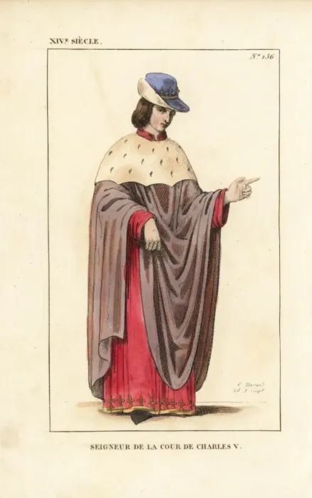 Framed Print : Lord in the court of King Charles V of France, 14th century Framed Print : Lord in the court of King Charles V of France, 14th century